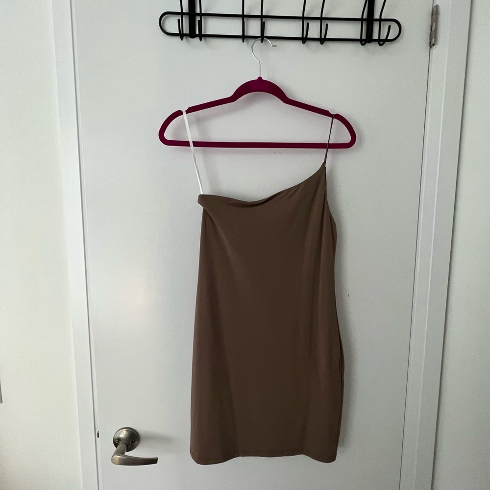 Aritzia One-Shoulder Brown Dress